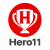 Hero11 logo featuring a red trophy emblem